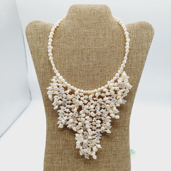 Teng Yue Necklace Pearl Clear Beads Choker Multi Strand